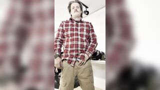 Construction boy spunks