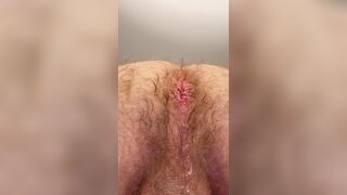 Jizz Running in rivulets from wooly hunks bootie #two