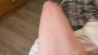 Semi-POINT OF VIEW of me Jerking My Uncircumcised Stiffy to Ejaculation Where I Snort Like a Pig