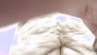 FatAssSmallDick uses a massager in booty and on chisel and climaxes ejaculates