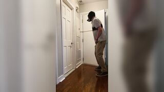 Puppy Man Can’t Hold It & Urinates Himself Outside the Shower 4K