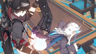 Wriothesley drills Neuvillette fuck hole - Genshin Influence