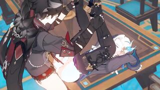 Wriothesley drills Neuvillette fuck hole - Genshin Influence