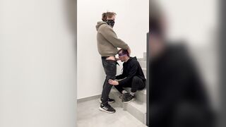 Quickie on the staircase, gulping