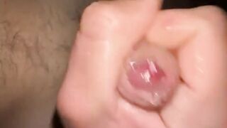 Masturbating off my thick unshaved man sausage to porno and my nutsack are utter of jizz
