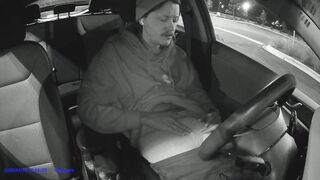 crazy uber driver drains his meaty dinky off in a grocery supermarket parking pile