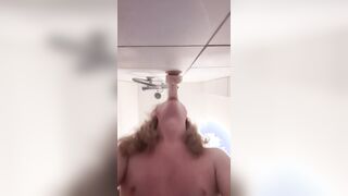 Deepthroating my 23cm nine inch faux-cock