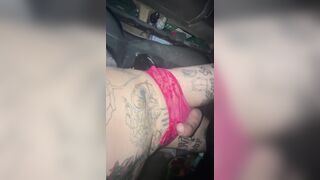 Tattooed Fellow Urinating on himself in drivers seat