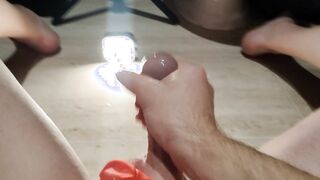 Huge Jizz shot using my own spray as oil!