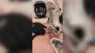 Sploog adorably into my impressive Nike Air Strength