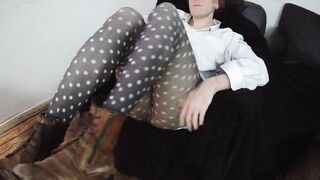 Towheaded whiteboy deepthroating BIG BLACK COCK fuck stick in Firm-core stretch pants