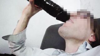 Towheaded whiteboy deepthroating BIG BLACK COCK fuck stick in Firm-core stretch pants