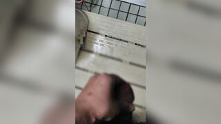 Chinese guy caress his penis head and fap while making voice.