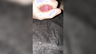 Sharing another huge cream-colored cumshot on a ebony towel