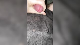 Sharing another huge cream-colored cumshot on a ebony towel