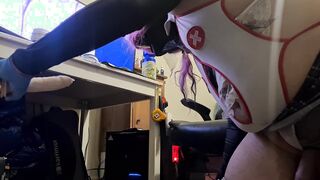 Plump Large Arse Sissy Vanessa Deep throats and Slobber Roasts Herself Part 1