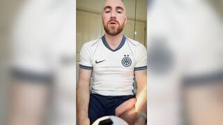 Draining my thick shaft + jism in football kit