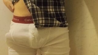 Tugging my massive dinky in the bathroom  GINORMOUS JIZZ SHOT