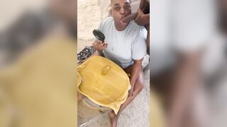 Lounging to his doll