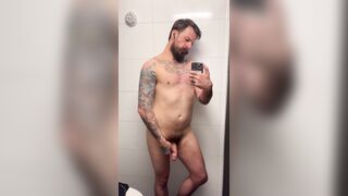 Fem sissy dad toying with his pearl at the gym