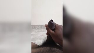 Lonely Dark-skinned Fellow Milking Off in Living Bedroom - Massive Explosion