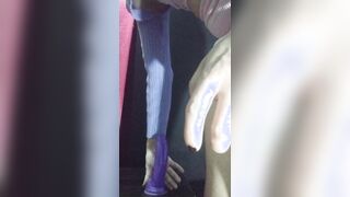Nailing my booty with my purple faux-cock