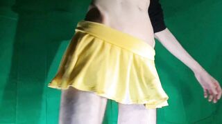 Yellow Micro-skirt with no Underpants Attempt On