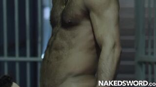 NAKEDSWORD Prison Officer Tormentor Peter Joins Sans a condom Gang Fuck-a-thon