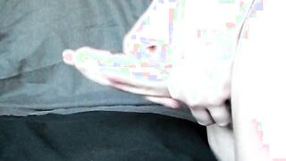 Youngster crams protection with his XXL blast  LARGE CUM SHOT