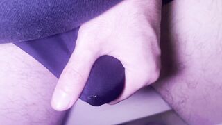 Stroking while dressed in my undergarments, making my precum foam up