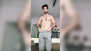 Hetero stud exercising his butt