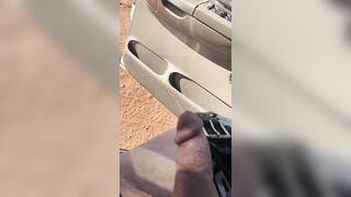 Urinating out the drivers door of my pickup van outdoors on a farm