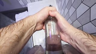 POINT OF VIEW Morning Manhood Pump with a Thick Hairy man Bod