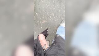 Ambling outside with my jizz-shotgun out