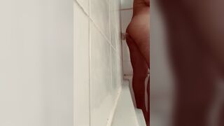 Im attempting out my fresh fake penis in the bathroom