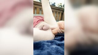 Unexperienced 12” assfuck fake penis spunk cascades