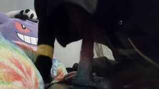 Umbreon Femboy inhales pony fake penis