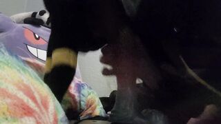 Umbreon Femboy inhales pony fake penis