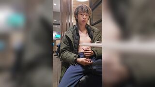 School college girl jacking at McDonalds and jizm a plenty of