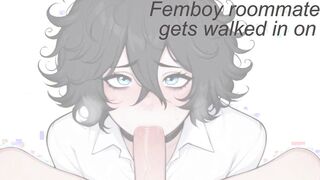 Femboy gets caught by roomy and drilled. ASMR YAOI M4M