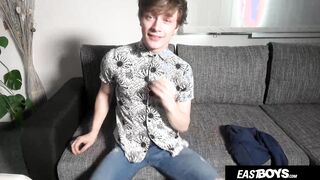 Adorable pliable teenager stud strokes off his pecker