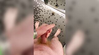 Toying with my Uncontrollable Man-meat in the Total Length Motel Mirror