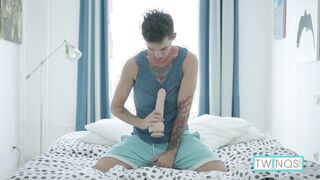 Tatted Noah A Deep Plaything Pulverize And XXL Jizz shot All Over The Place!