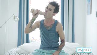 Tatted Noah A Deep Plaything Pulverize And XXL Jizz shot All Over The Place!