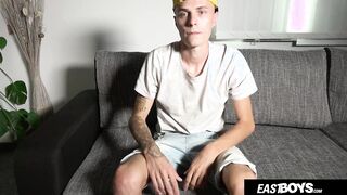 Luxurious Slender Czech Fellow with Tats Jacks His Monstrous Large Bone