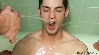 BoyPissing: Kaleb Scott Celebrate On Jeremiah Johnson And David Golds Urinate And Fountains