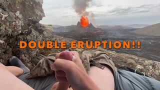 DUAL ERUPTION!! Draining off while seeing a volcano in Iceland explode
