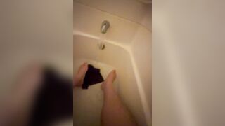 Getting in the tub in my lingerie