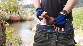 A homo goth man strokes off his huge knob at Lake Tegernsee.