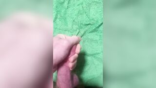 Draining My Rock hard Dick Until I Explosion My Blast All Over My Green Spunk Towel